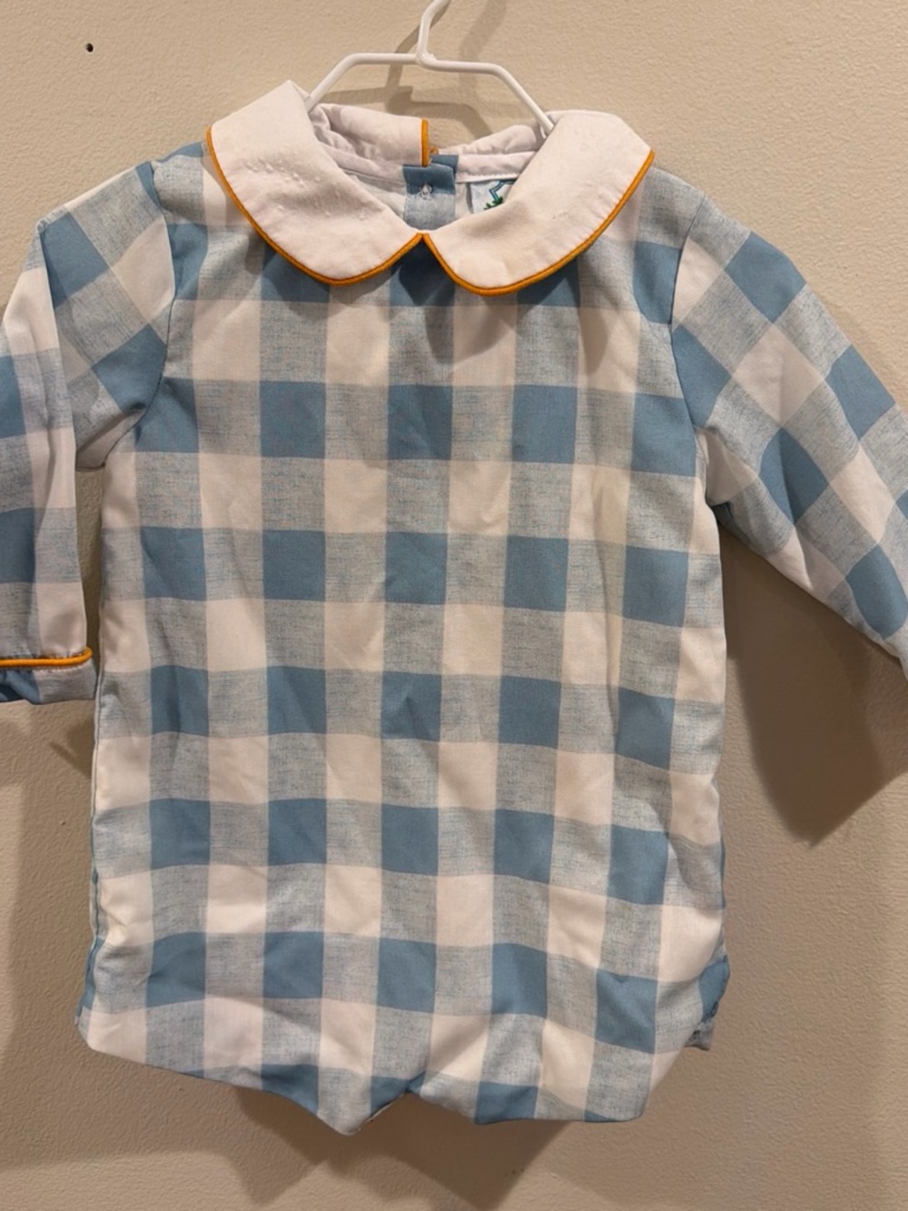 Southern Taters Blue & White Gingham Peter Pan Collar Kids Top